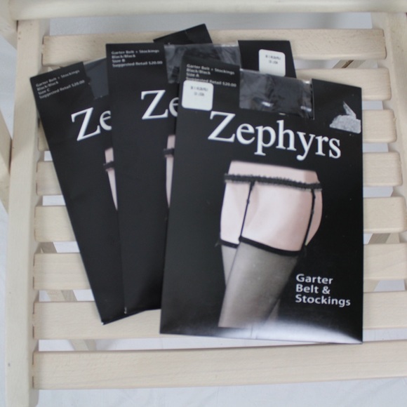 Zephyr Garter Belt & Stockings Made in Italy Black - Picture 7 of 8