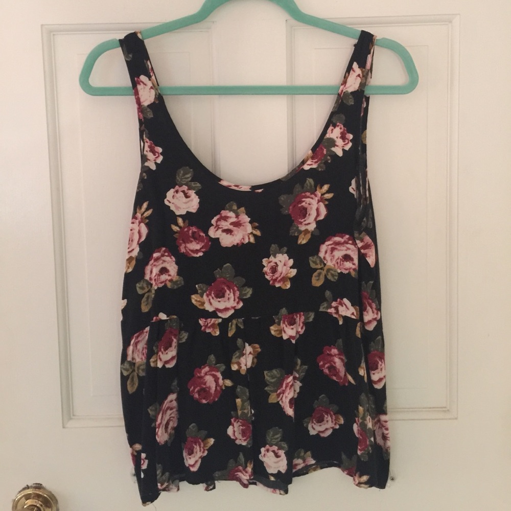 Forever 21 black rose tank top