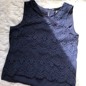 Navy Lace Top