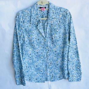 Tommy Hilfiger Button Down Floral Blouse Size M