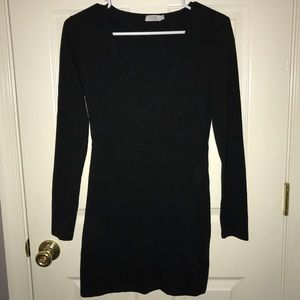 Deep V Tobi long sleeve black dress