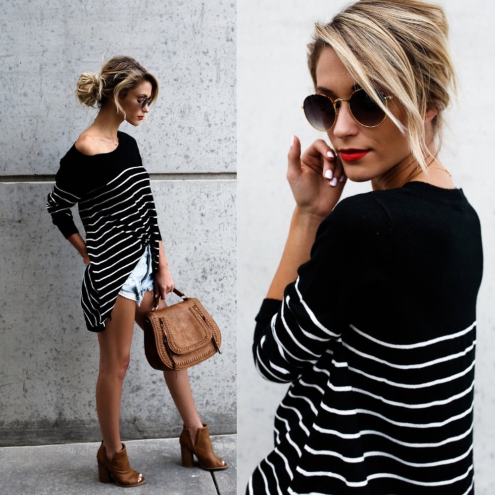 💄 S M S/M Shirt Black wt White Stripes