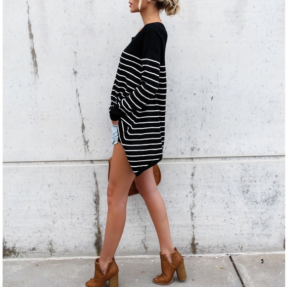 💄 S M S/M Shirt Black wt White Stripes - Picture 3 of 3