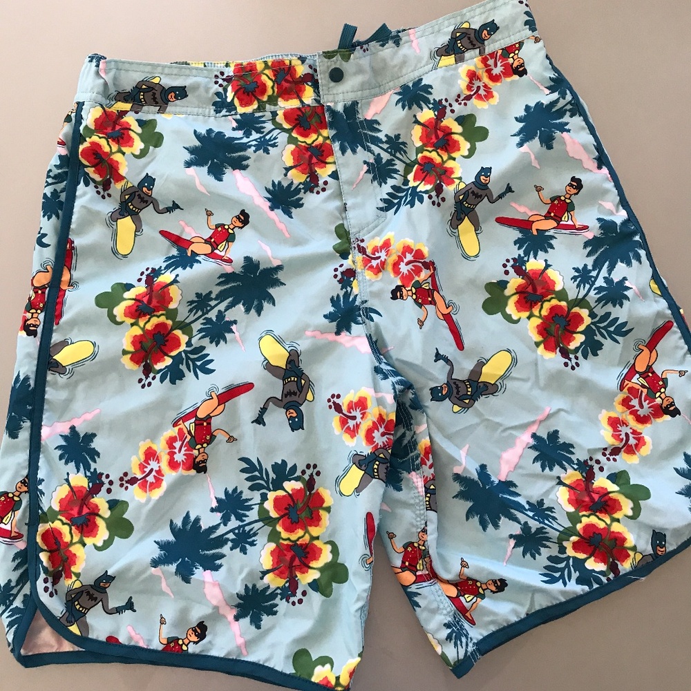 NWOT Hawaiian Batman and Robin board shorts