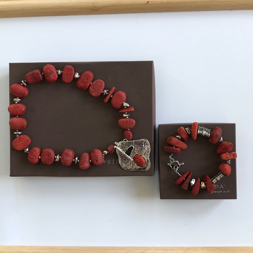 Silpada Sponge Coral Necklace Bracelet Set