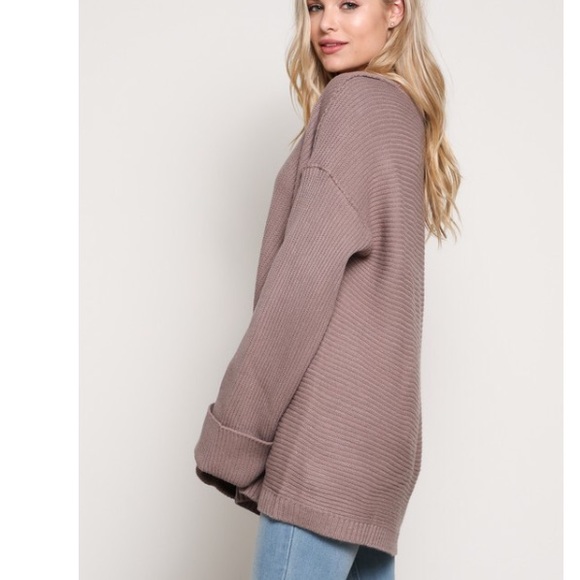 🆕Ana Mauve V Neck Knit Bell Sleeve Sweater - Picture 3 of 7