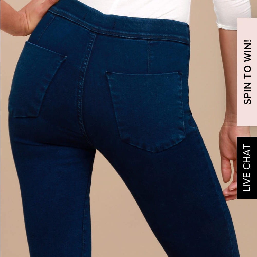 Free People Easy Goes It Dark Denim Leggins