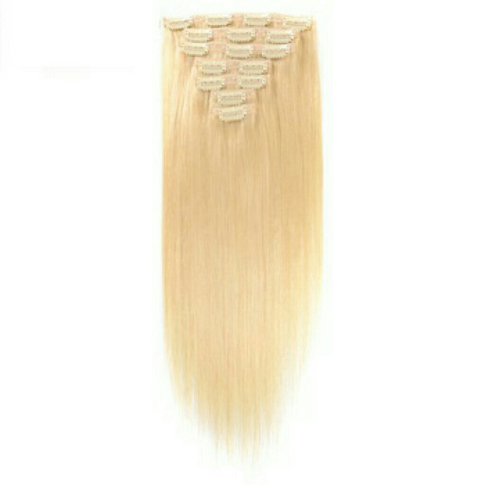 18" Blonde Clip in Human Hair Extensions