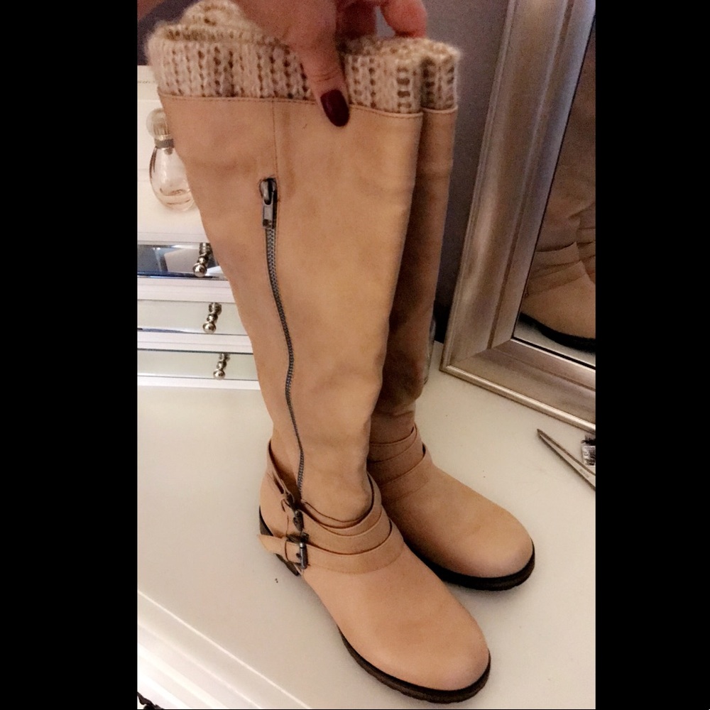 JustFab Tan Riding Boots