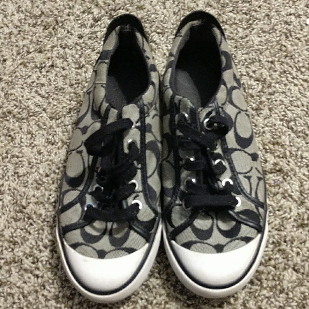 Black and gray coach shoes