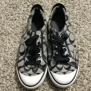 Black and gray coach shoes