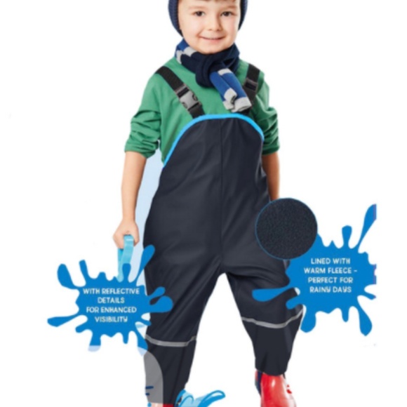 Lined, warm kid’s wind and rain overall pants 2T - Picture 2 of 8