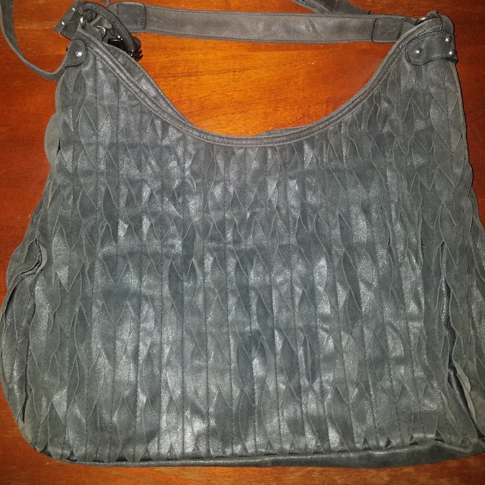 Chocolate brand dark brown leaf detail large hobo