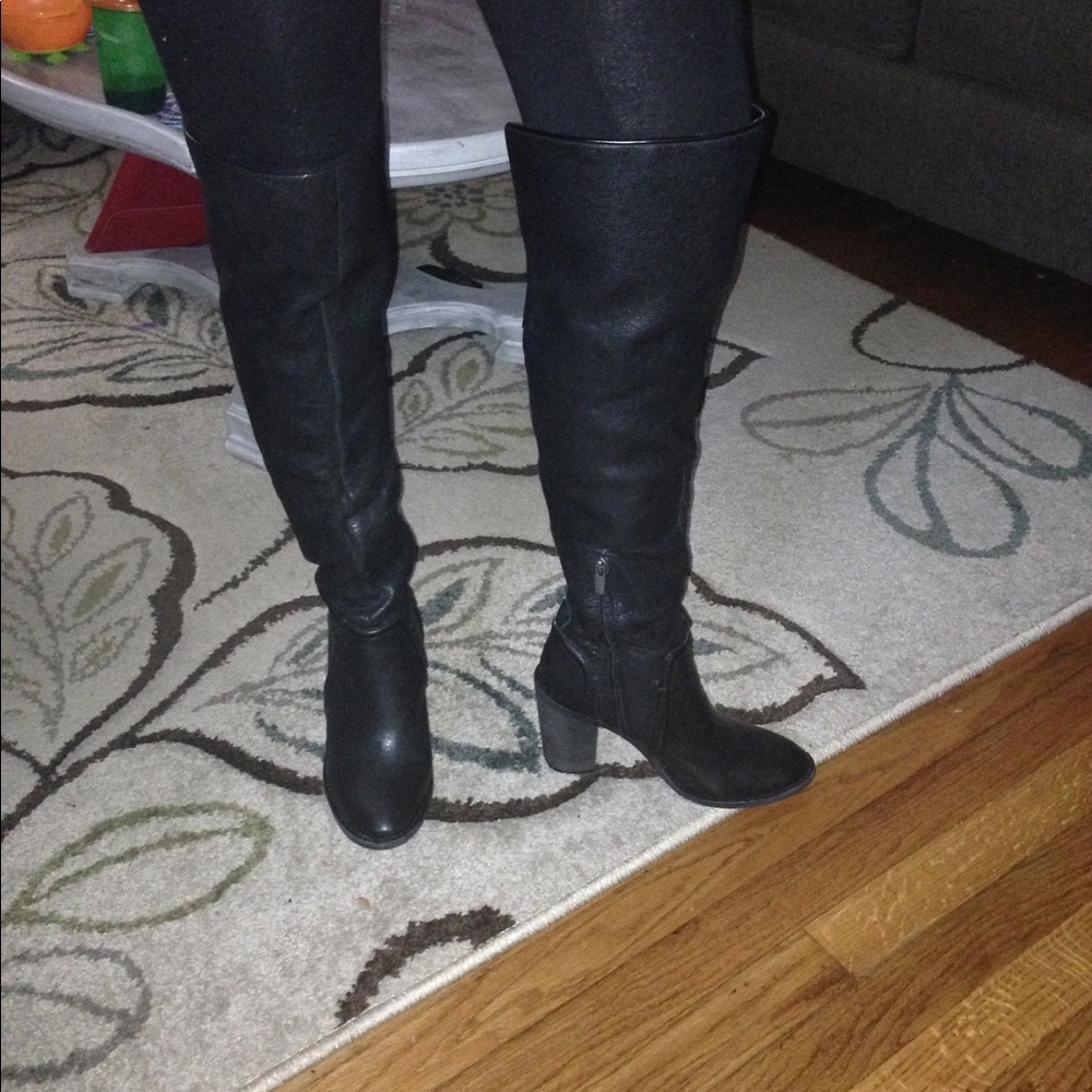 Over the knee leather boots.