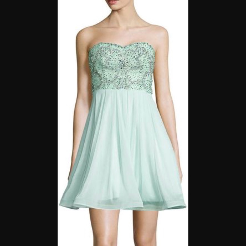 My Michelle strapless A-line dress mint