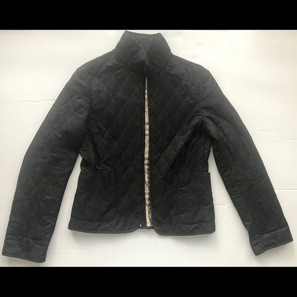BURBERRY BLACK QUILTED ZIP UP JACKET
