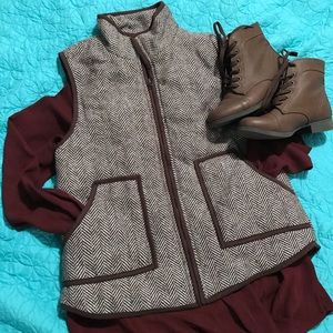 Brown herringbone vest