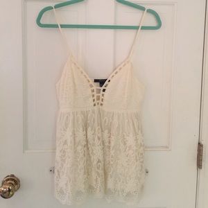 Forever 21 white floral lace tank top