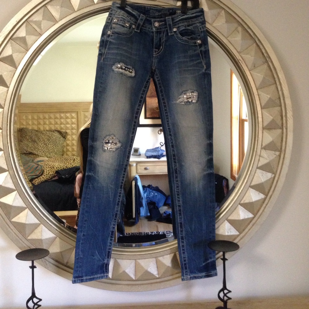 Miss Me rhinestone skinny leg jeans