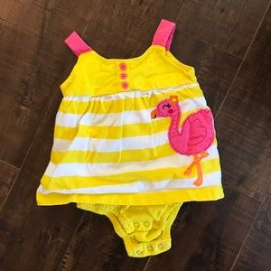 Flamingo stripe onesie dress