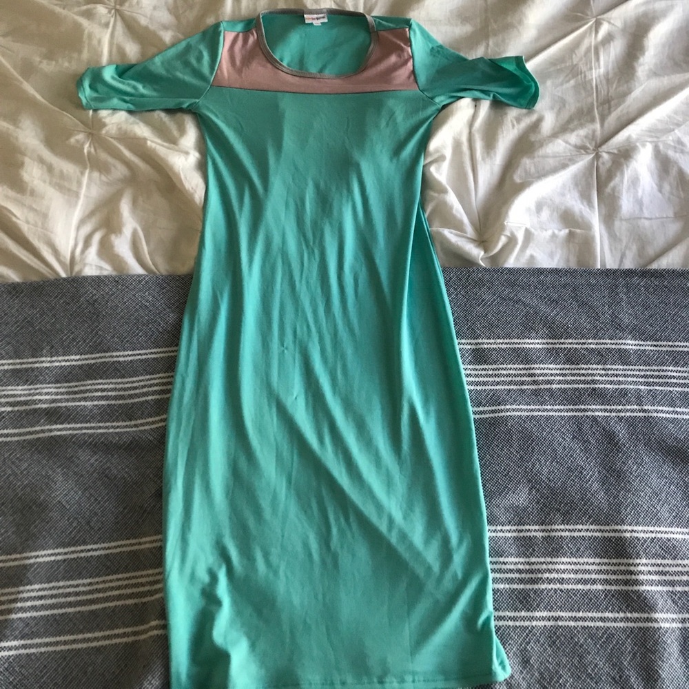 Lularoe Pink and aqua Julia Dress