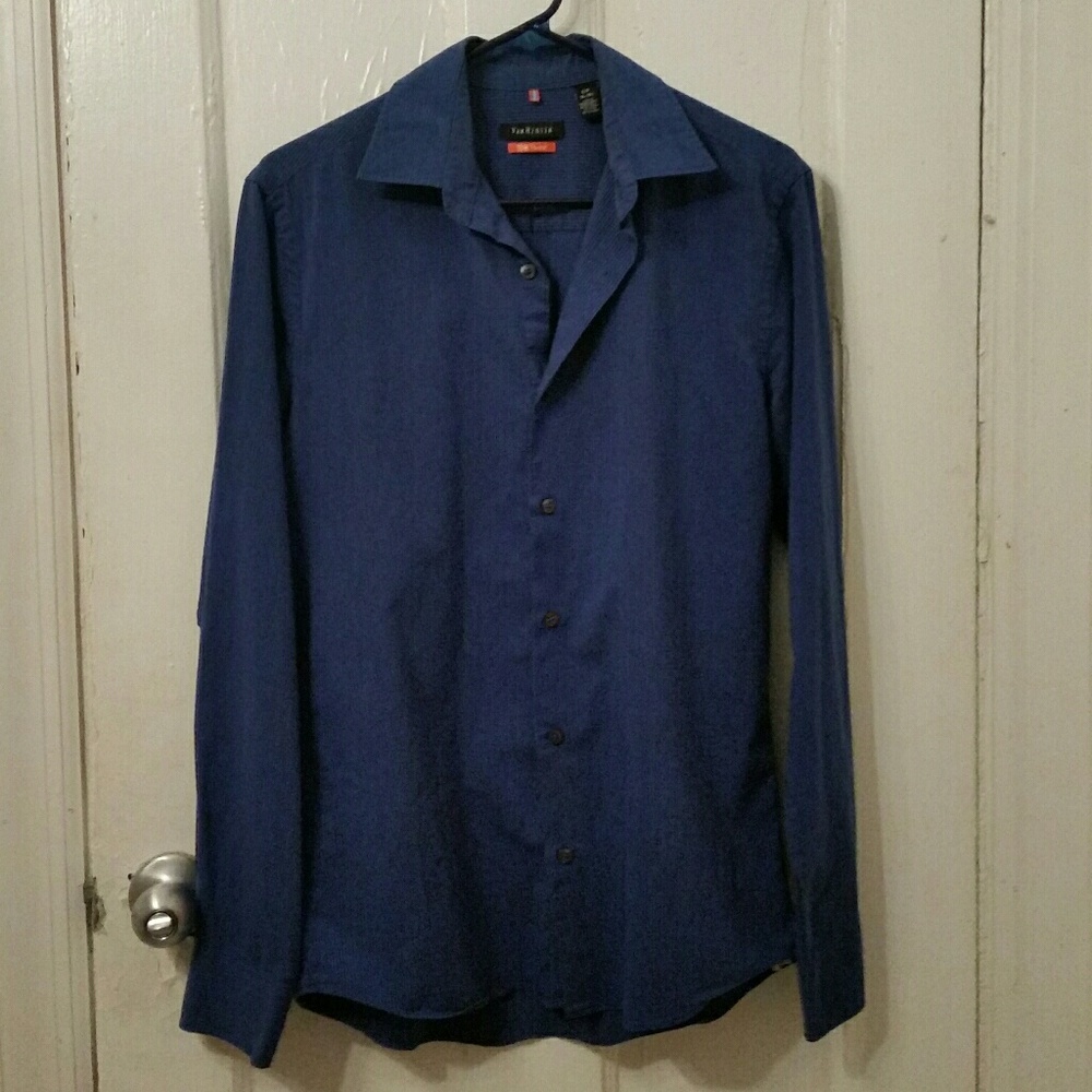 2 for $10 - Van Heusen Navy Striped Dress Shirt