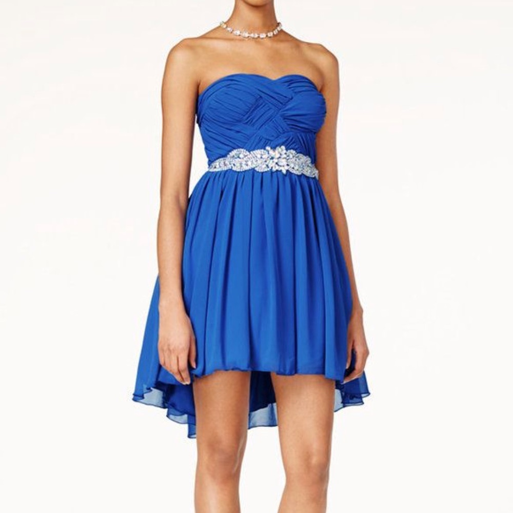 CITY STUDIOS  EMBELLISHED STRAPLESS A-LINE DRESS