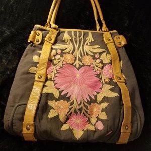Canvas Leather Bag Anthropologie Nest Floral Tote