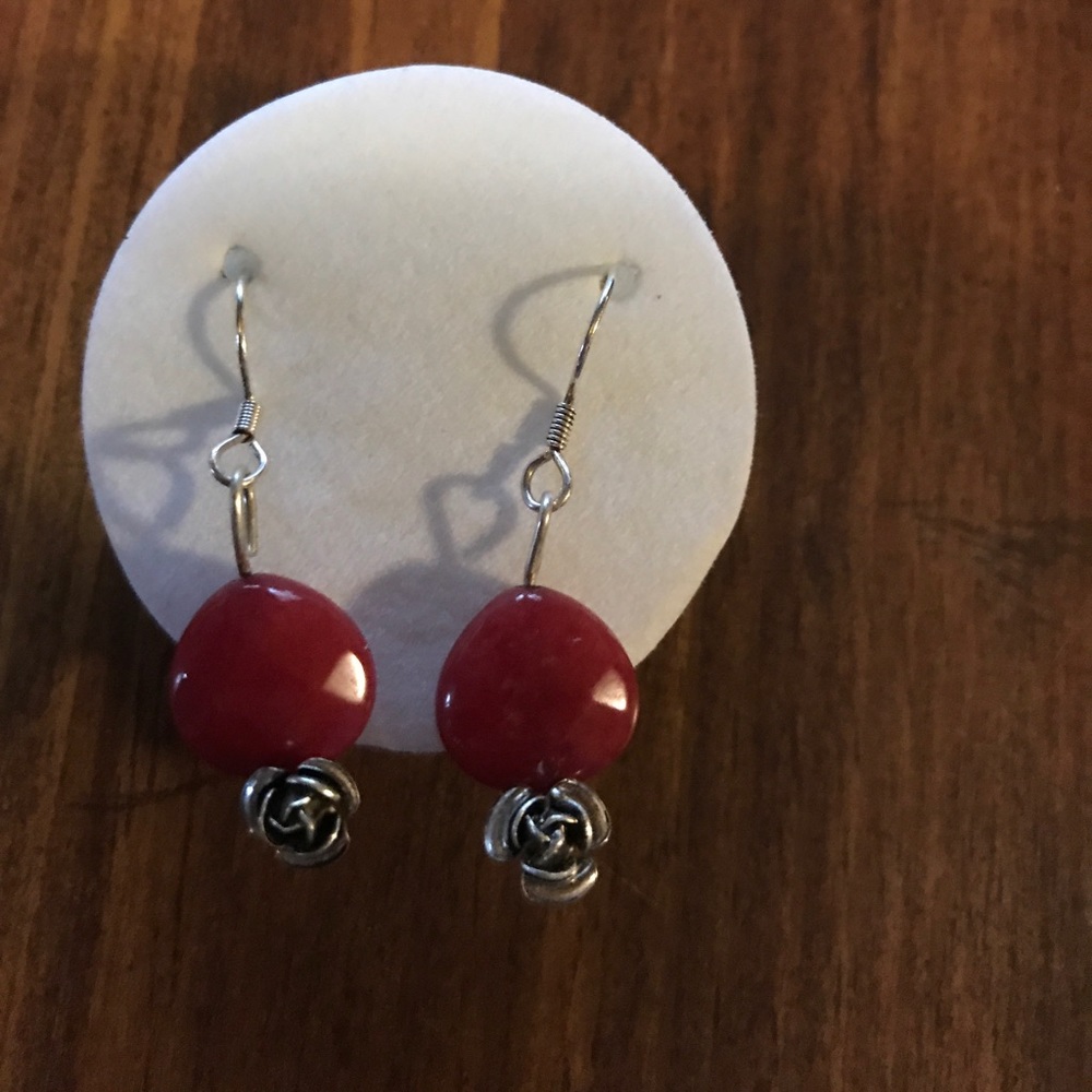 🌹 Great for Valentines Day Rose Red Earrings 🌹
