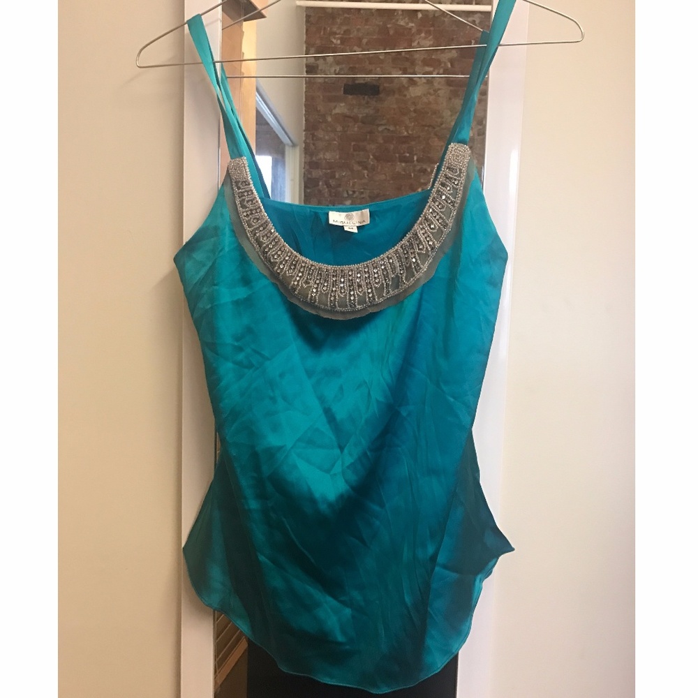 Blue Sequined Miguelina Top