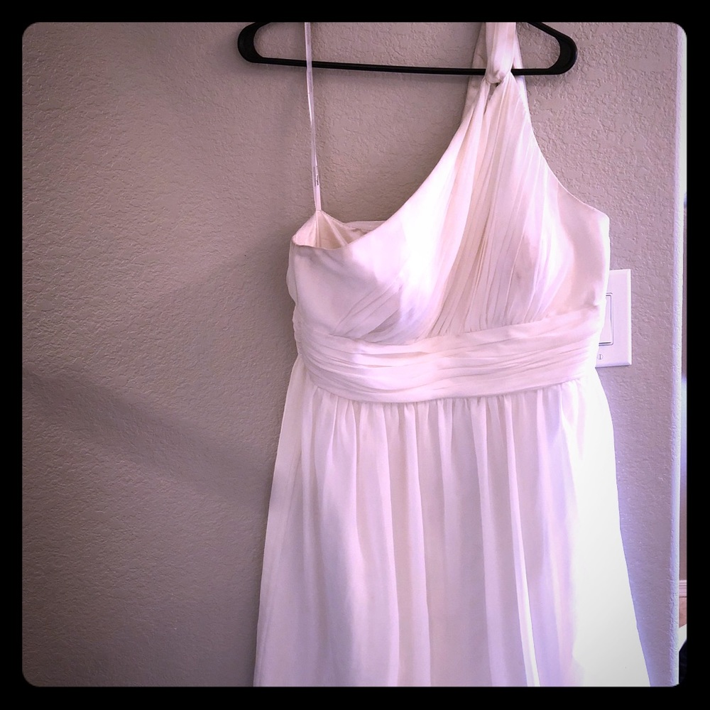 One shoulder white dress