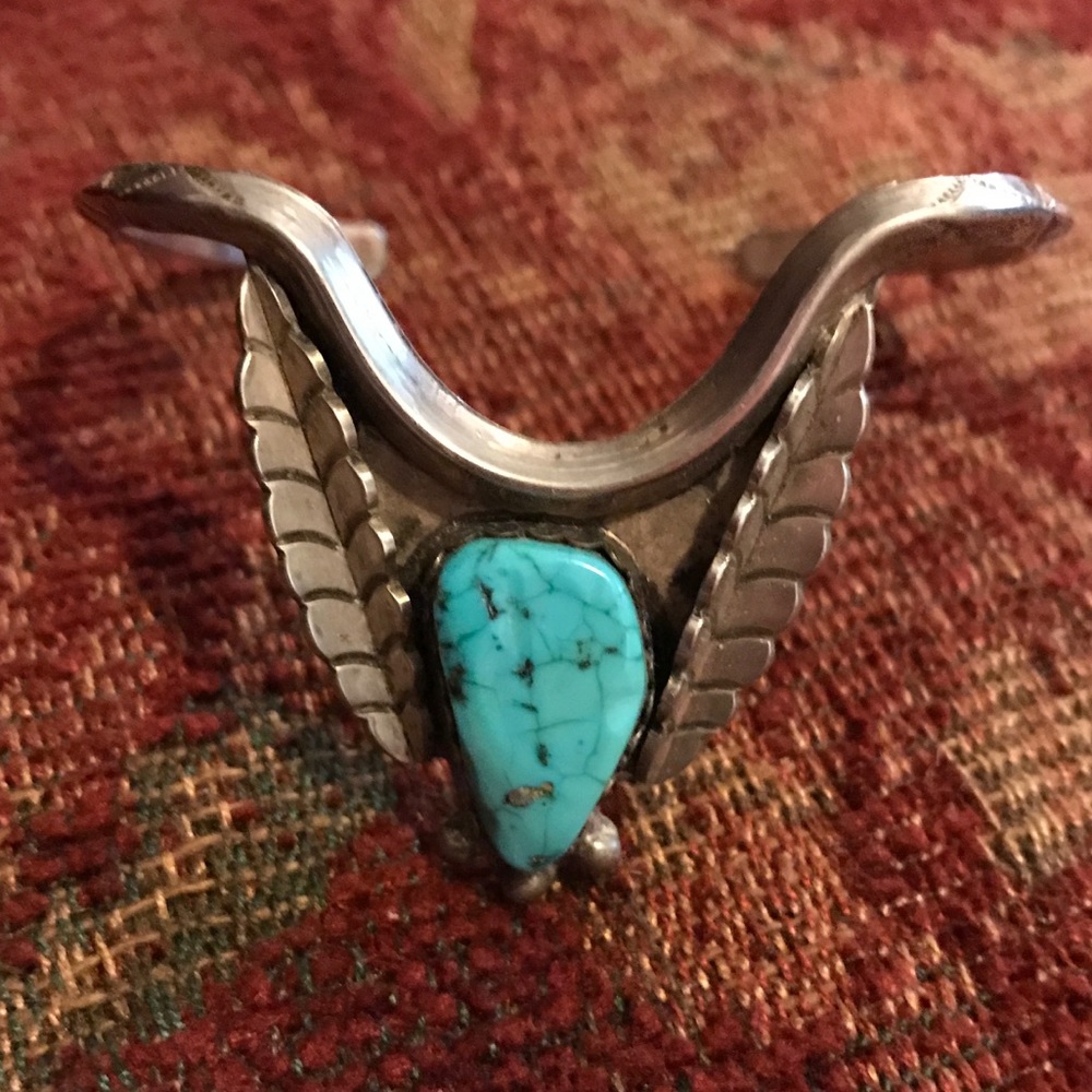 Beautiful Petite Poor Man's Silver Turquoise cuff