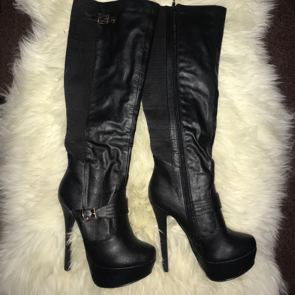 Faux leather boots
