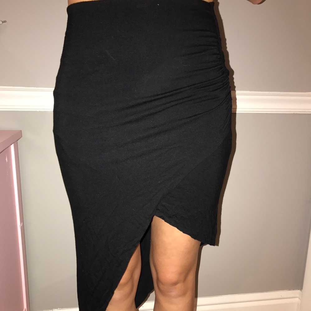 Black crisscross high-low skirt