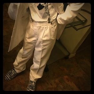 Suit & Adidas size 4.5 zebra sneakers