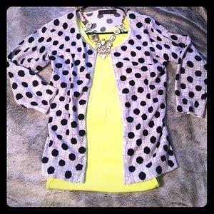 The Limited Small 3/4 sleeve polka dot cardigan
