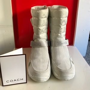 COACH WHITE SIGNATURE NYLON SUEDE BOOT