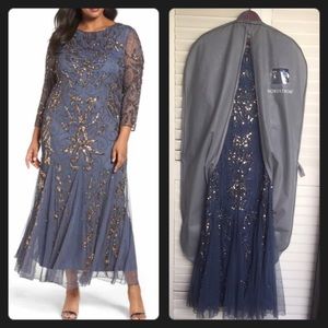 Pissarro Nights three quarter sleeve slate gown