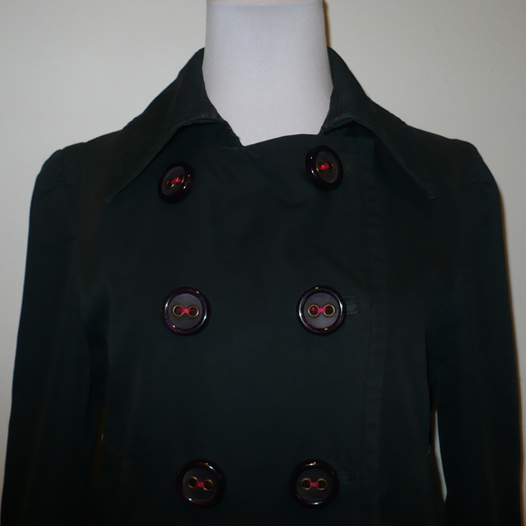 MARC JACOBS Puff-Sleeve Oversize Statement Button Black Cotton Canvas Pea Coat M - Picture 2 of 10