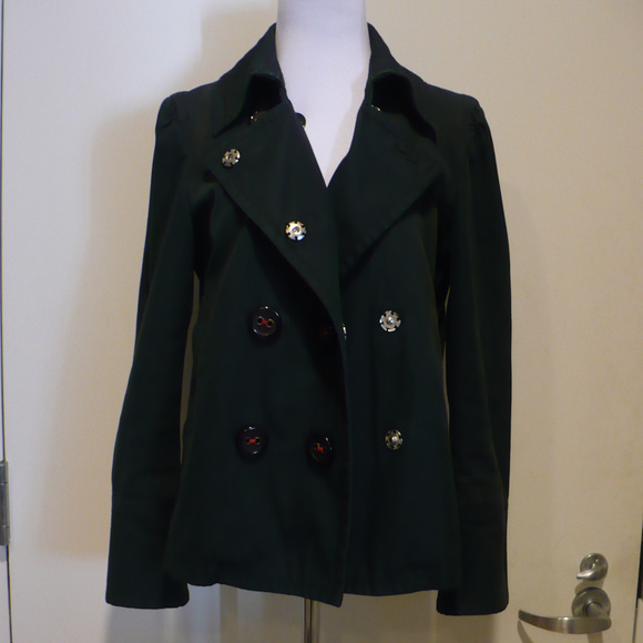 MARC JACOBS Puff-Sleeve Oversize Statement Button Black Cotton Canvas Pea Coat M - Picture 7 of 10