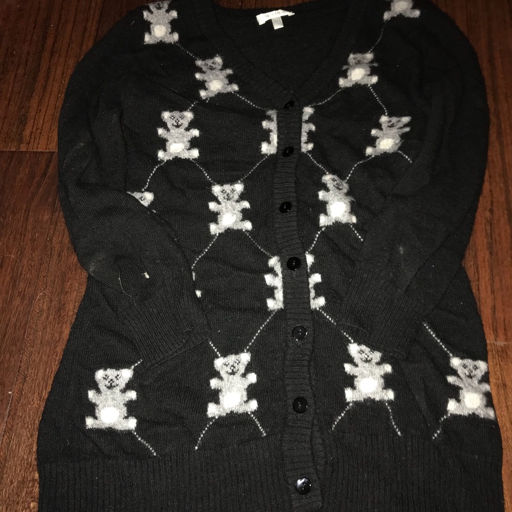 Miss Grant Black Little Girl bear Sweater