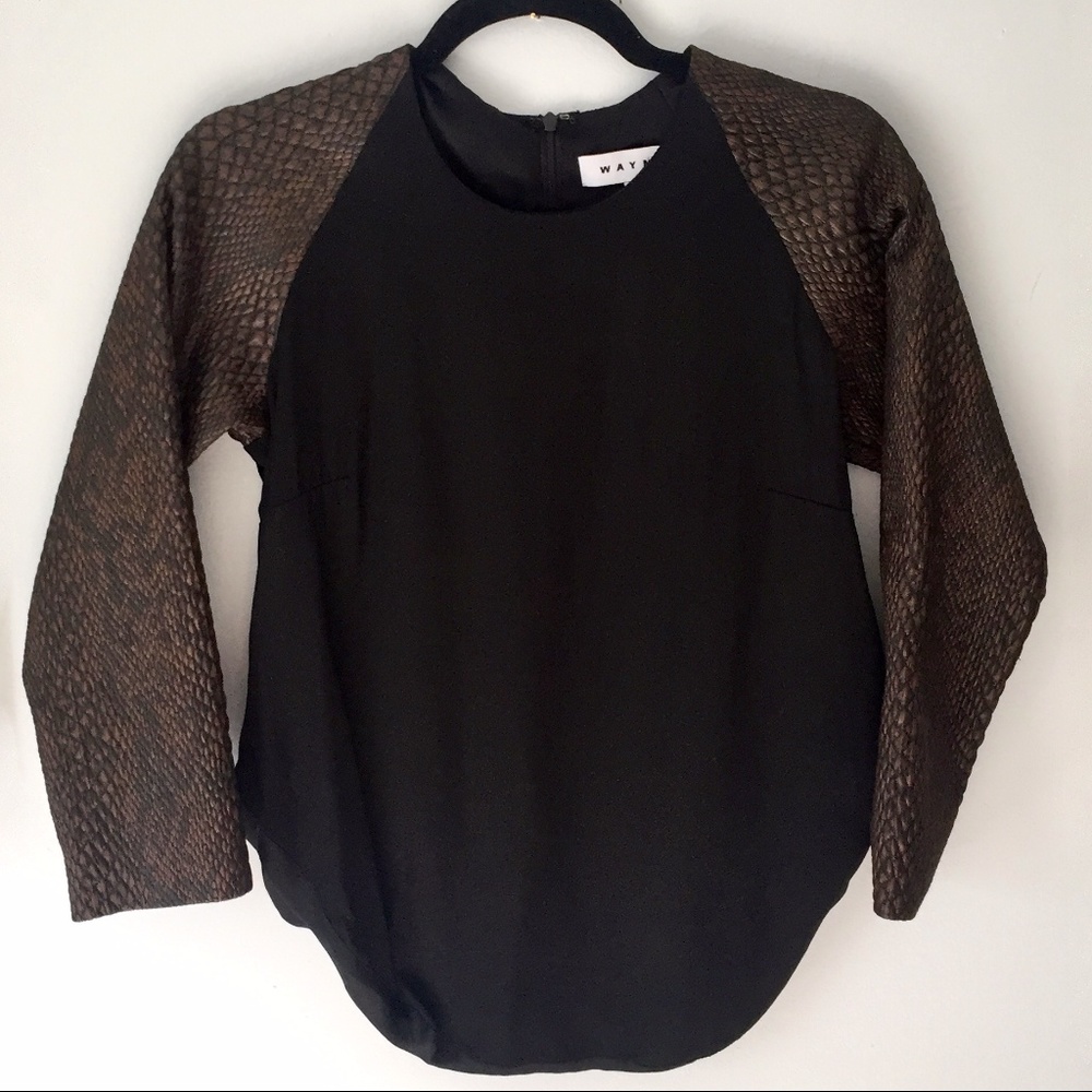 Amazing Casual Black Top with Snake Style Sleeves