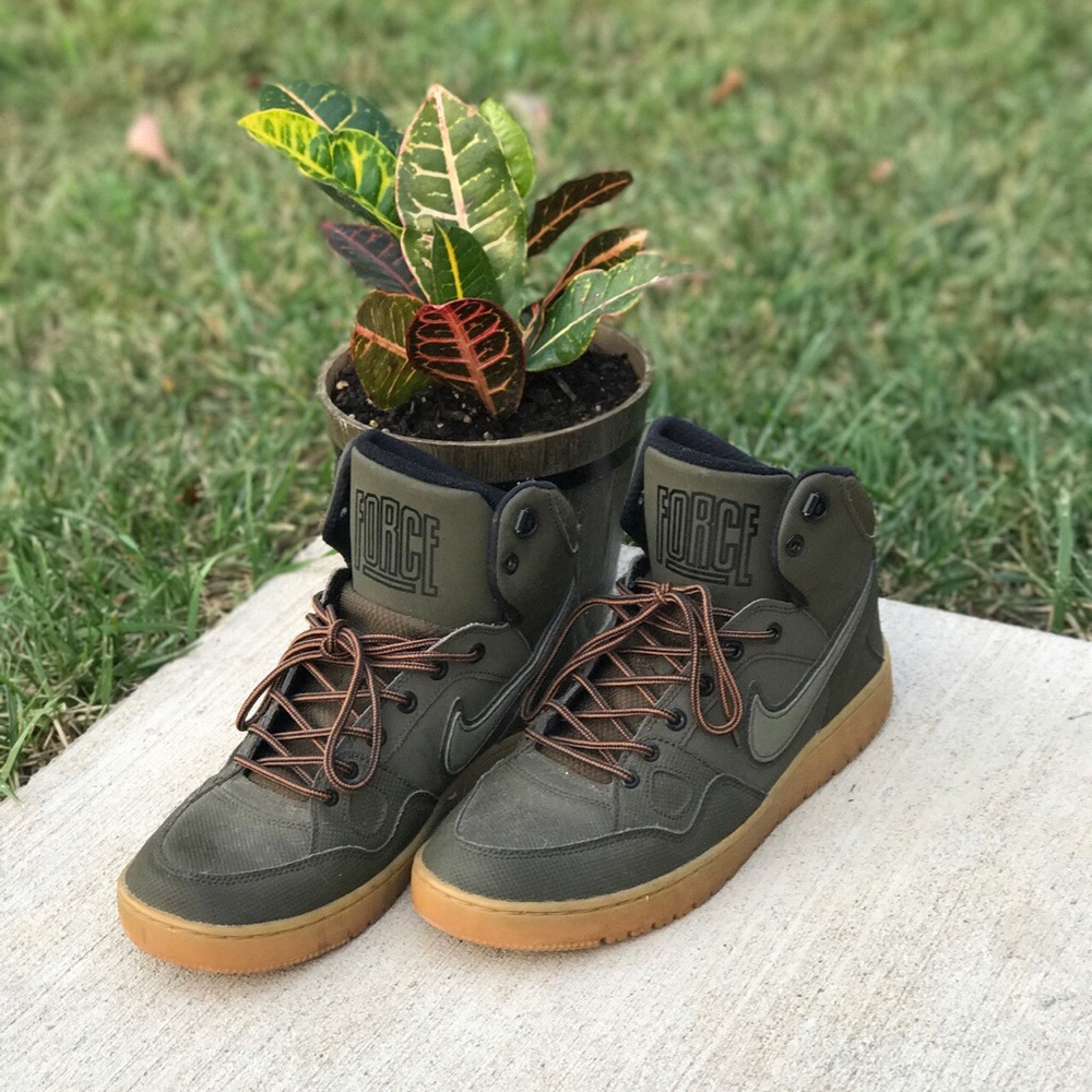Navy Green Nike Air Force High Tops