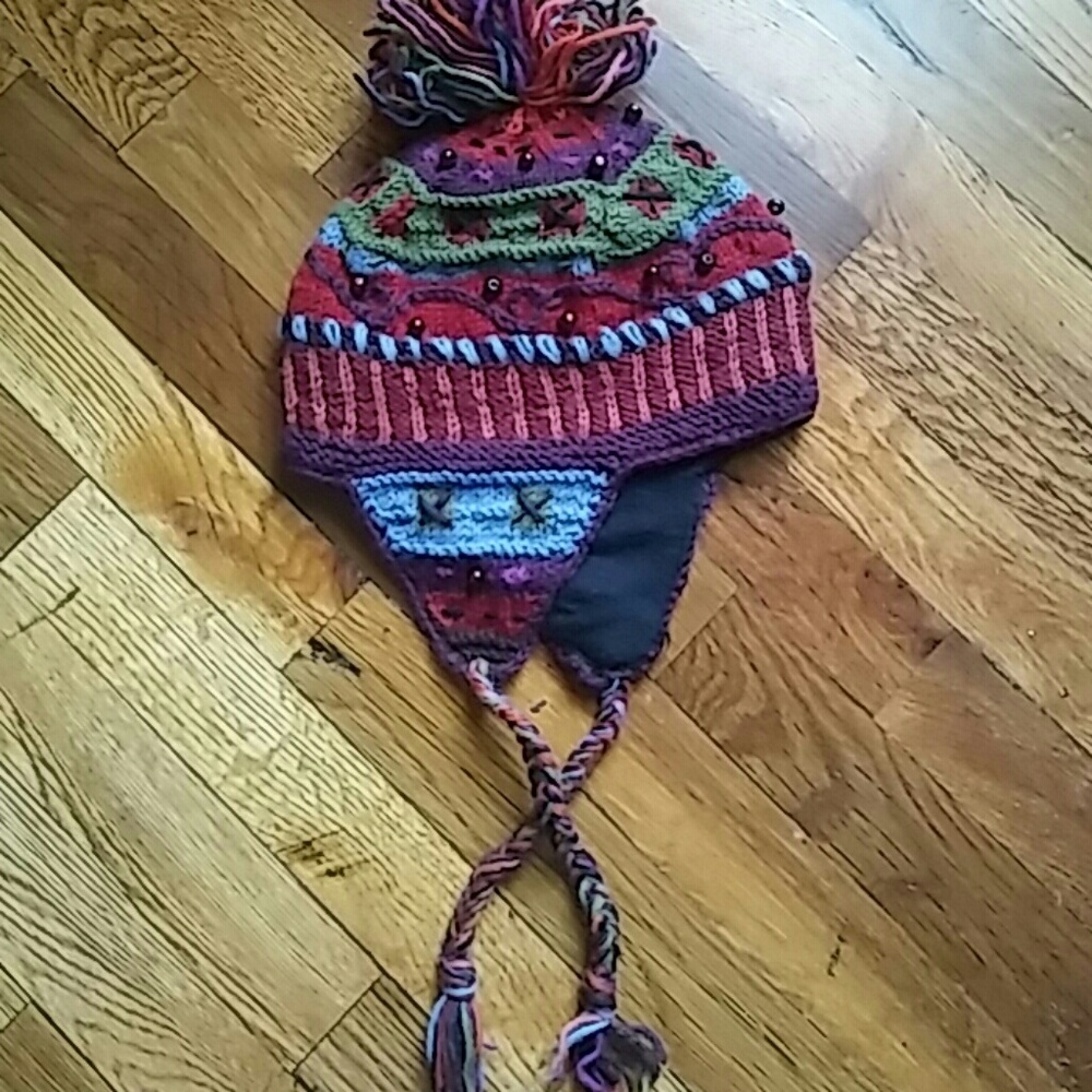 Newari Tribal Hand Knit Earflap Hat