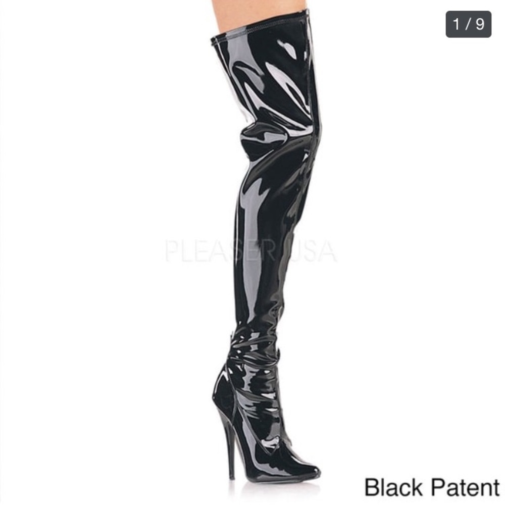 Pleather "Domina" Thigh High Boots Sz. 12