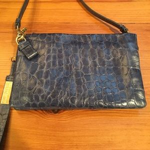 Foley and Corinna Blue Crossbody in Blue Snake