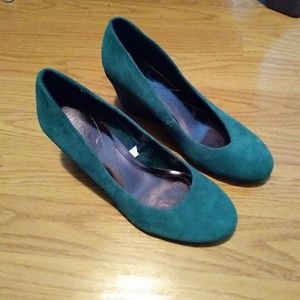 Teal Suede Wedges