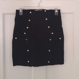 Black studded mini skirt