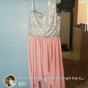 High to low one sholder dress.