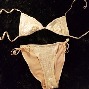 Vintage Victorias Secret Sequin String Bikini M